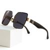 New metal rimless sunglasses women's high-end plain makeup versatile sunshade anti-ultraviolet sunglasses
