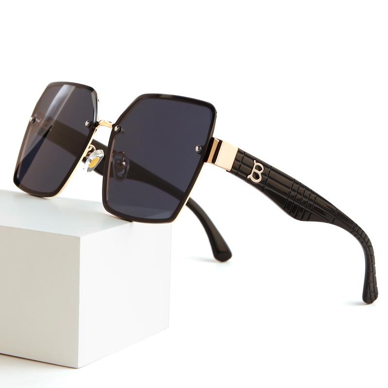 New metal rimless sunglasses women's high-end plain makeup versatile sunshade anti-ultraviolet sunglasses