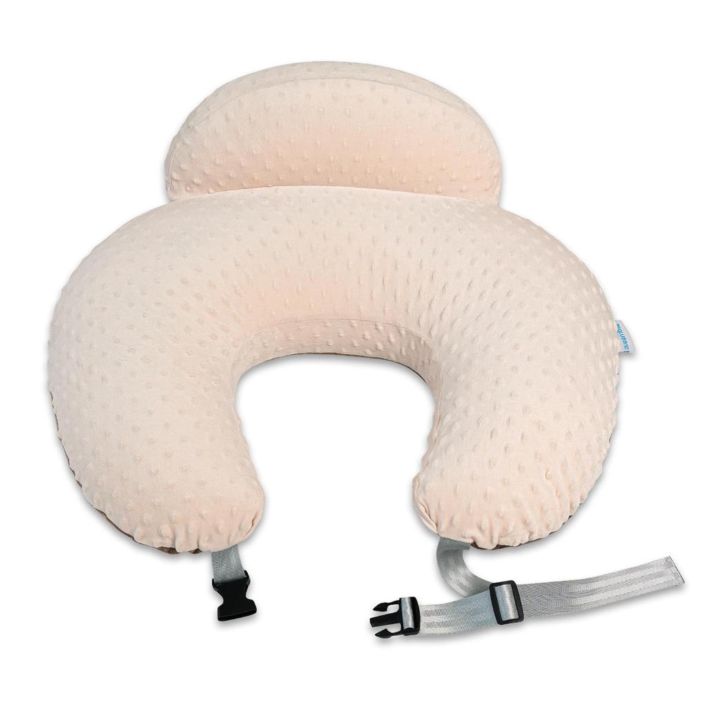 QUEEN ROSE Nursing Pillow, Maternity Cushion with Adjustable Straps, Reversible, Fully Washable, Cotton, Multifunctional, U-Shaped, Cute, Brown