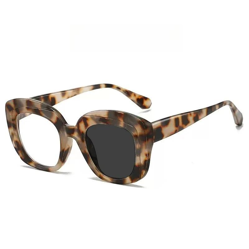 

Новые ретро очки для чтения с леопардовым принтом, меняющие цвет и блокирующие синий свет, персонализированные фотохромные очки для пресбиопии с большой оправой -4.0