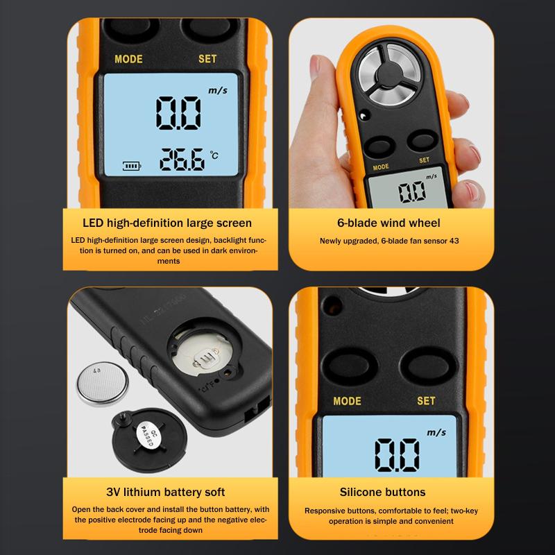 Air Wind Speed Scale Accurately Measure Wind Speed & Temperature Digital Anemometer Pocket Smart Anemometer