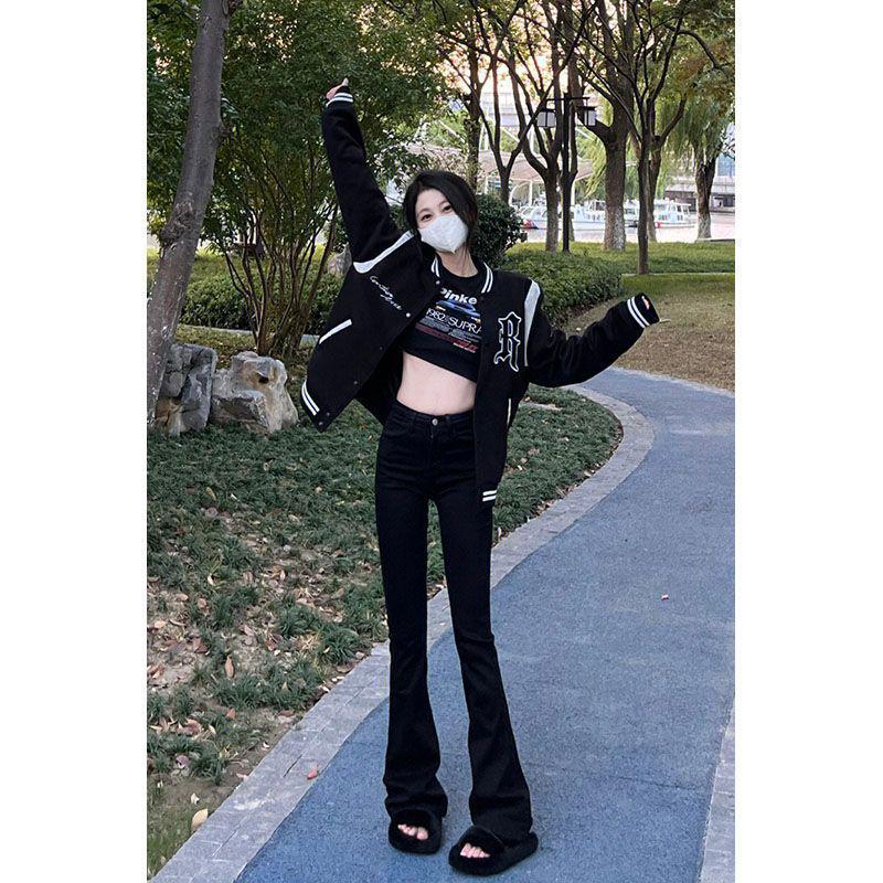 Women s High-Waisted Black Micro-Flare Jeans - New Autumn Arrival, Versatile, Slimming, Stretchy Bell Bottoms Large