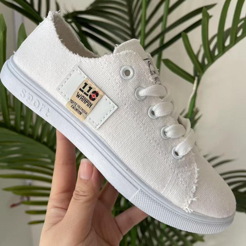 Canvas shoes female students spring new semi-drag lazy one pedal versatile breathable large size white shoes board shoes
