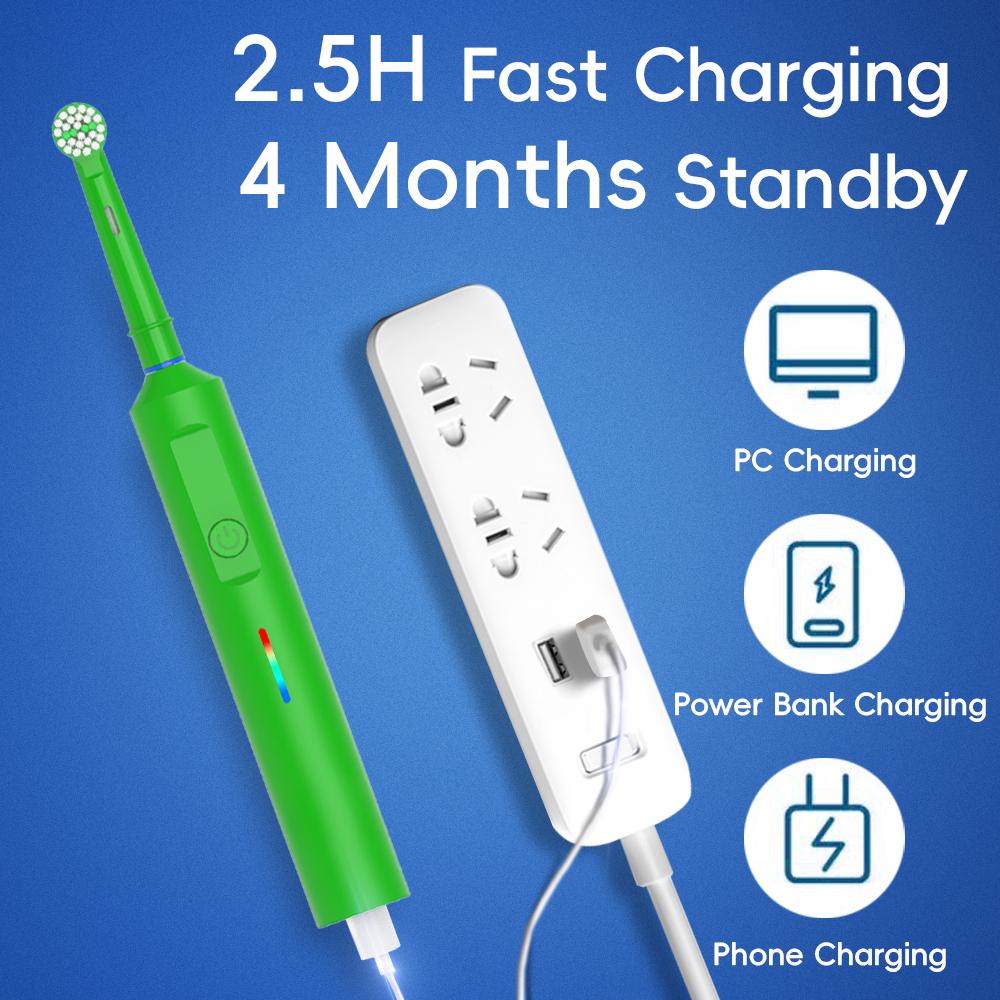 Rotating Electric Toothbrush, Intelligent Rechargeable Rotary Rotation Toothbrush Compatible with Oral B Replacement Brush Heads
