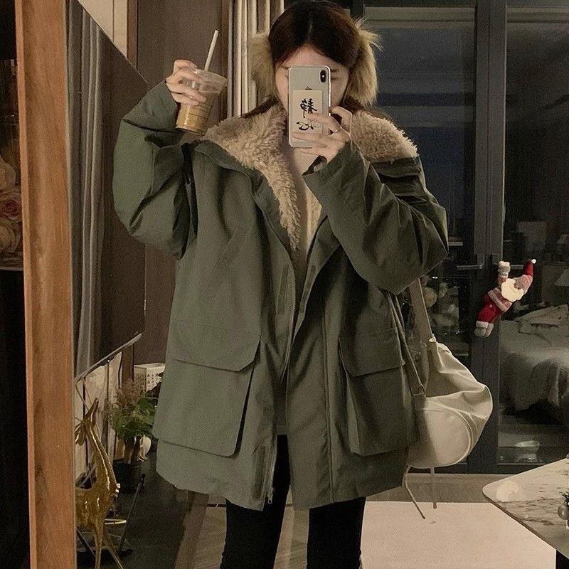 Zhao Lusi Same Style Womens Winter Coat Thick Fleece Parka Jacket Cold Weather