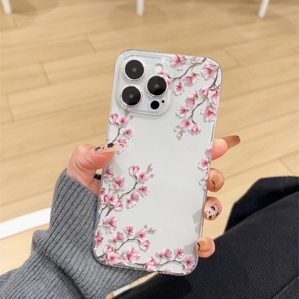 Beautiful cherry blossom pattern phone case suitable for iPhone 17 16 15 14 13 12 11 Pro/Max/Plus anti drop and shockproof