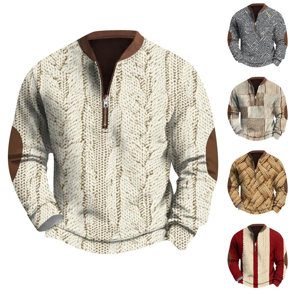 Sweat-shirt rétro décontracté à imprimé dégradé pour homme