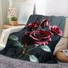 A Luxurious Rose Floral Pattern Flannel Blanket - Perfect for All Seasons, Great for Camping, Traveling, Bed, Christmas