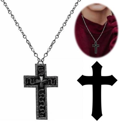 Kreuzkette mit Geheimfach, Halskette mit altem Kreuzanhänger, Gothic Punk Hip Hop Mode Einzigartiger versteckter Aufbewahrungsschmuck