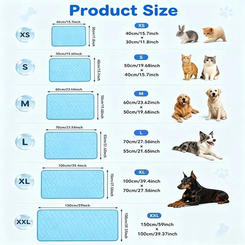 Ice Silk Pets Cooling Mat Summer Cool Dogs Cats Sleeping Pad Breathable Anti-slip Puppy Cushion for Floor Cage Sofa Car Travel
