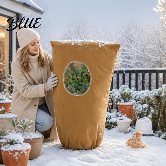 Winter Plant Care Equipment Cover with Round Window Zipper And Drawstring Non-Woven Indoor Outdoor Protection Fabric Frost Blanket for Shrubs Trees