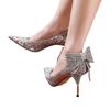 Bling Pailletten Hochzeitsschuhe für Frauen Braut 2024 Elegant Spitzschuh Dünne Absätze Pumps Frau Silber Kristall High Heels für Damen