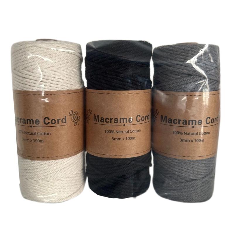 3 Rollen Baumwollschnur für Pflanzenhänger Kunst Handwerk Heimdekoration 3mm 109 Yards Baumwollschnur Baumwollseil Häkelgarn