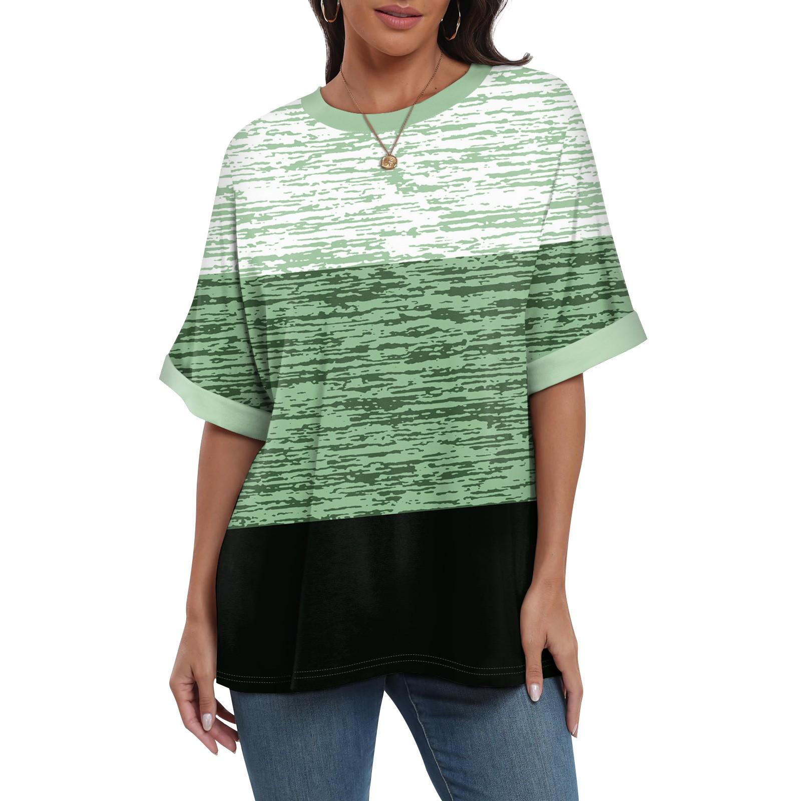 

Женская свободная футболка оверсайз с принтом, круглым вырезом и длиной до плеч, с короткими рукавами L