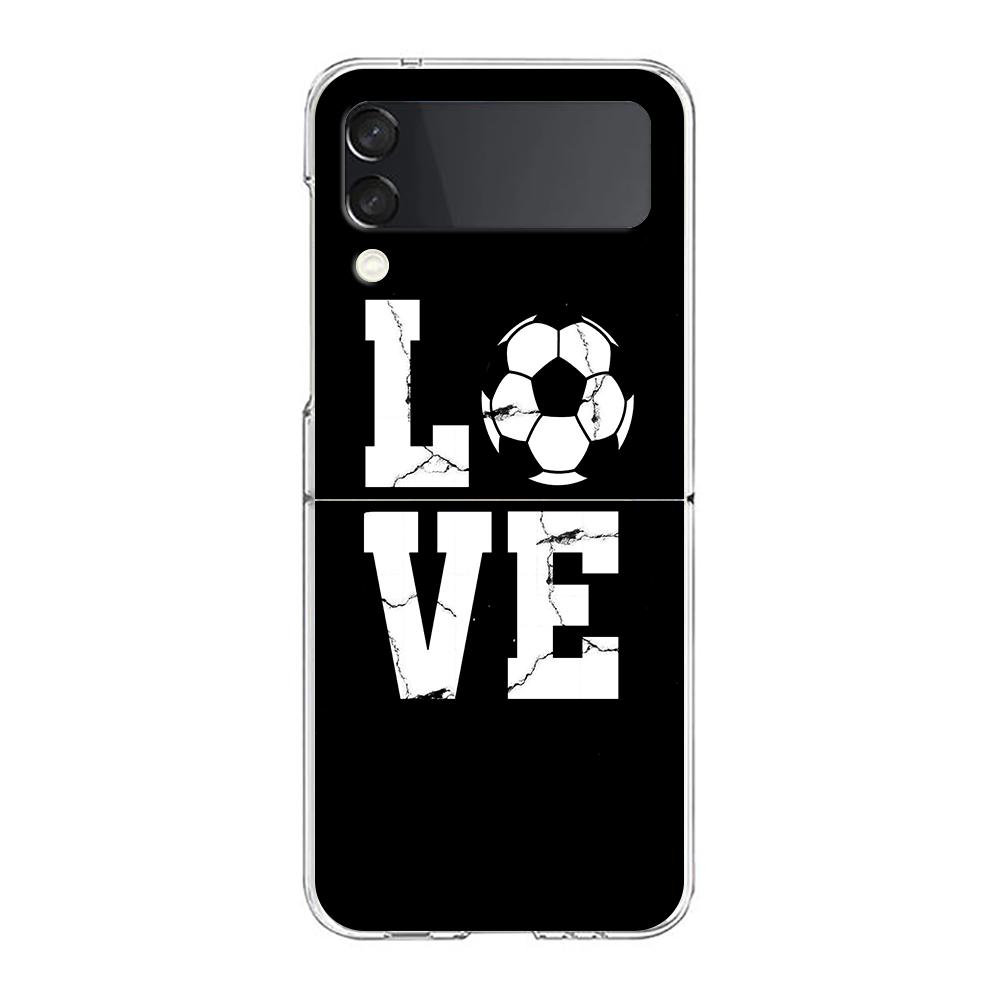 Football Player Soccer Art Clear Phone Case For Samsung Galaxy Z Flip 3 4 5 Hard Folding Shell For Samsung Z Flip3 Back Cover
