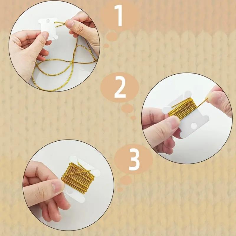 100Pcs Plastic Sewing Winding Plate Board Color Thread String Winder Cross Stitch Embroidery Thread Bobbins Organizer Tool