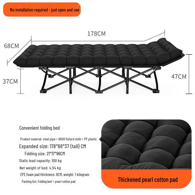 Portable Folding Single Bed for Office, Camping, or Outdoor Use