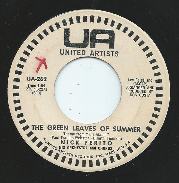 

7inch Record NICK PERITO & HIS ORCHESTRA - Green Leaves Of Summer / Jennifer UA262 UNITED ARTISTS 1960 US Pop Used