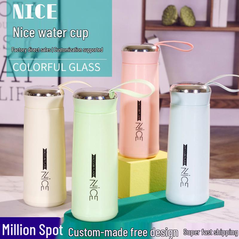 Shatterproof Double-Layer Glass Tea Cup with Printed Logo - Portable & High-End Design