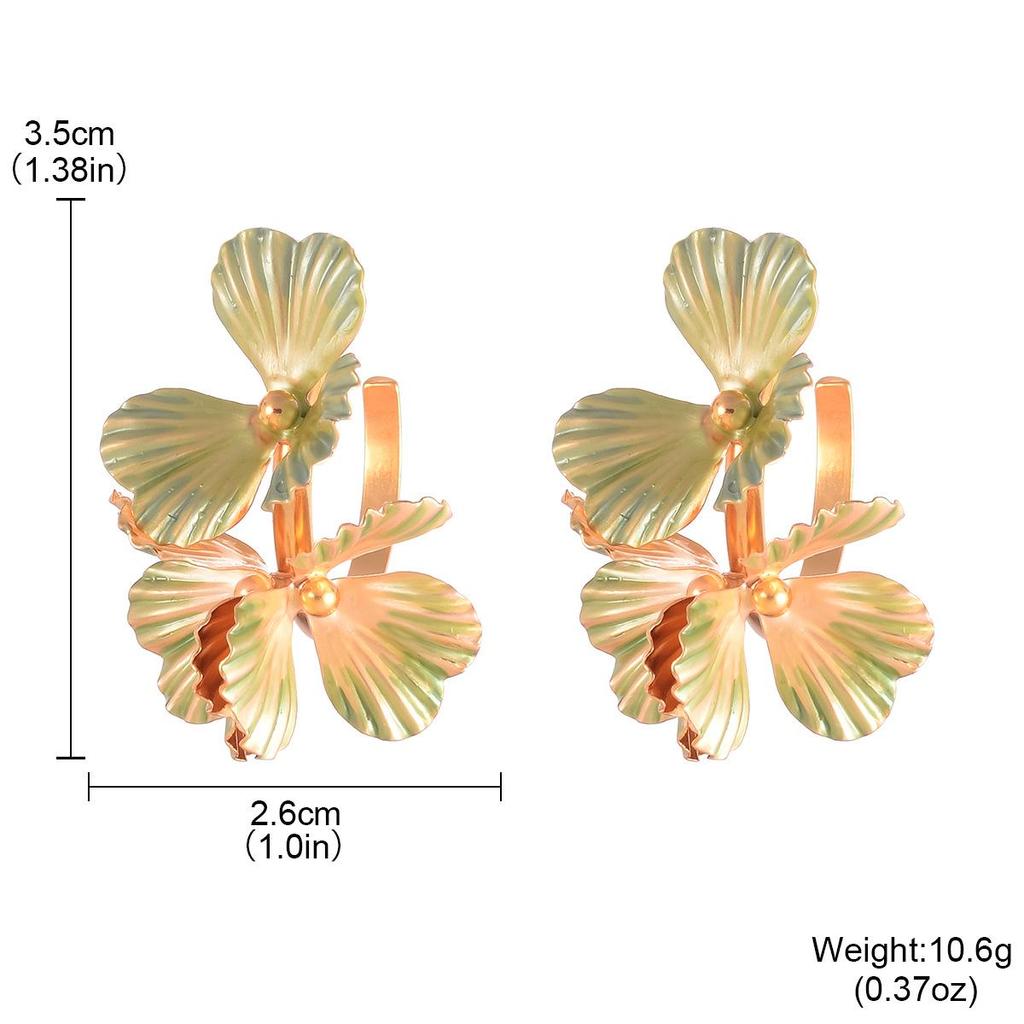 European and American High-End Exquisite Fashion Flower C-Shaped Earrings