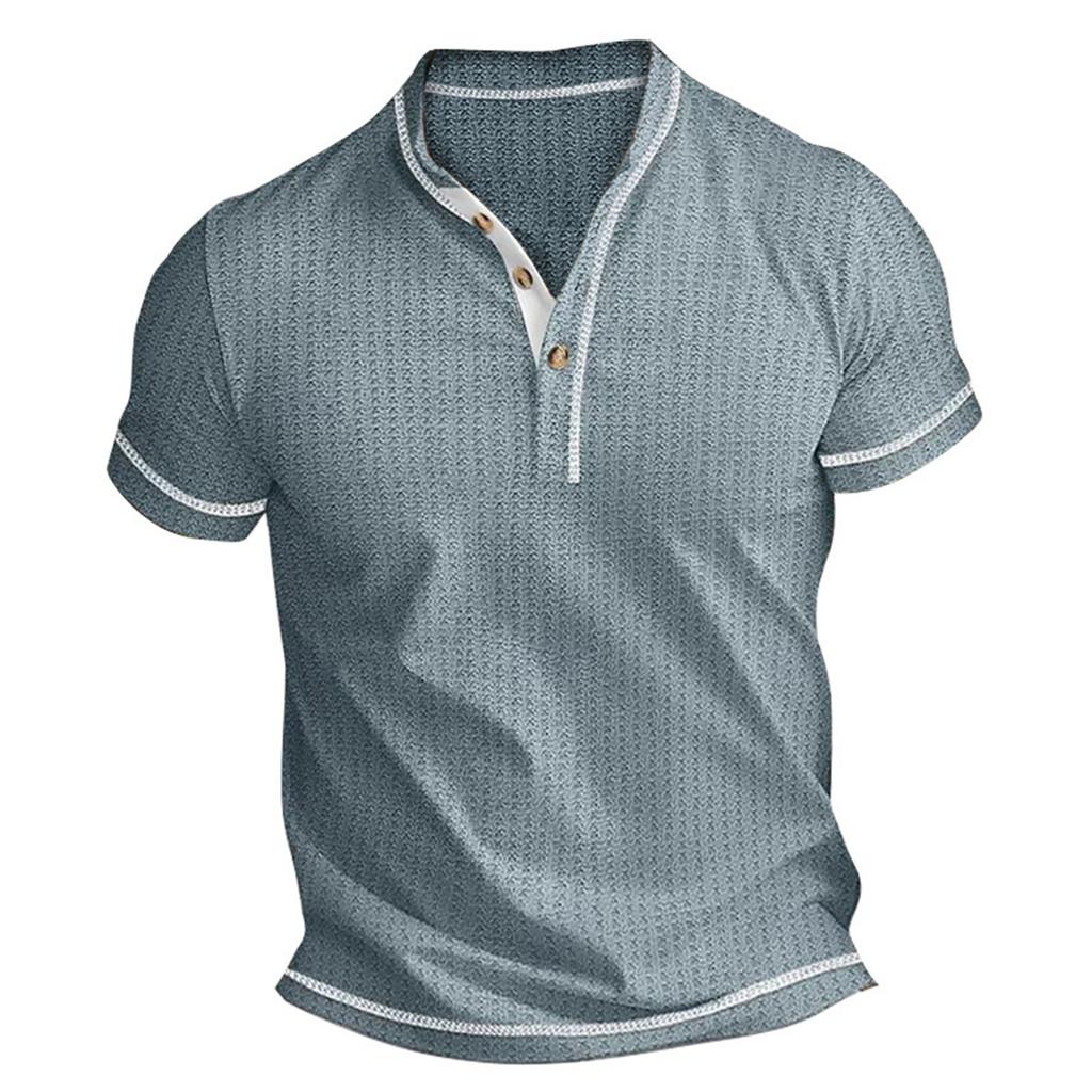 Men's Summer Short Sleeved Men's Retro T-shirt Color Blocked Top