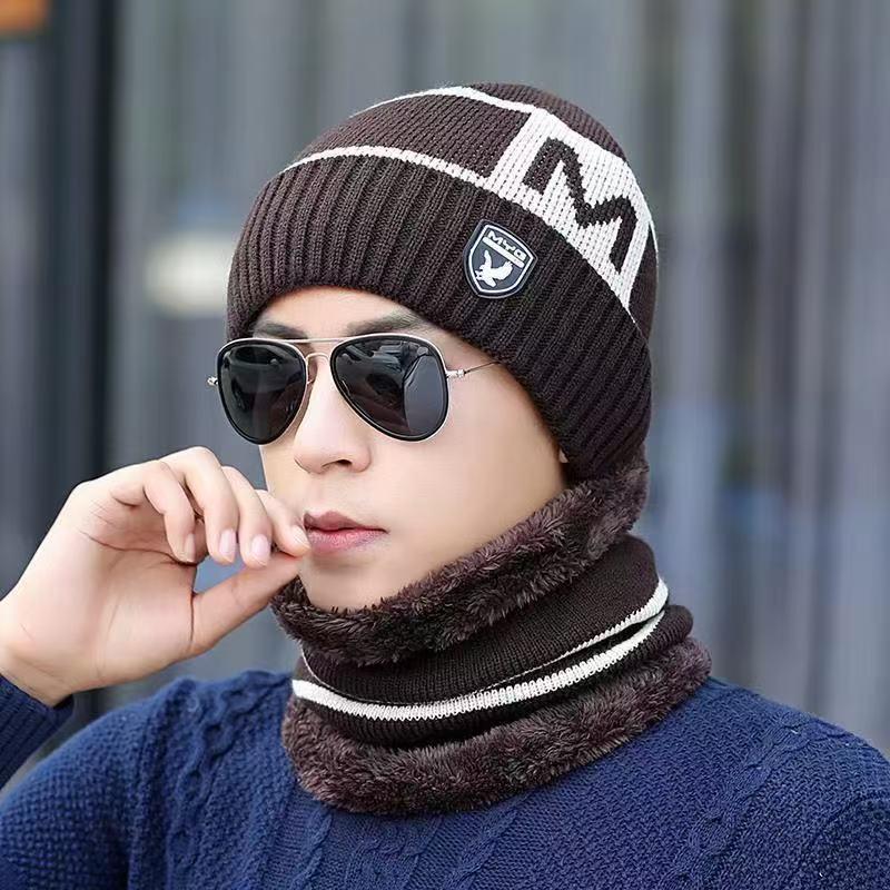 Men's Winter Knitted Masked Pullover Hat with Ear Protection - Windproof, Cold-Proof, and Thickened for Cycling