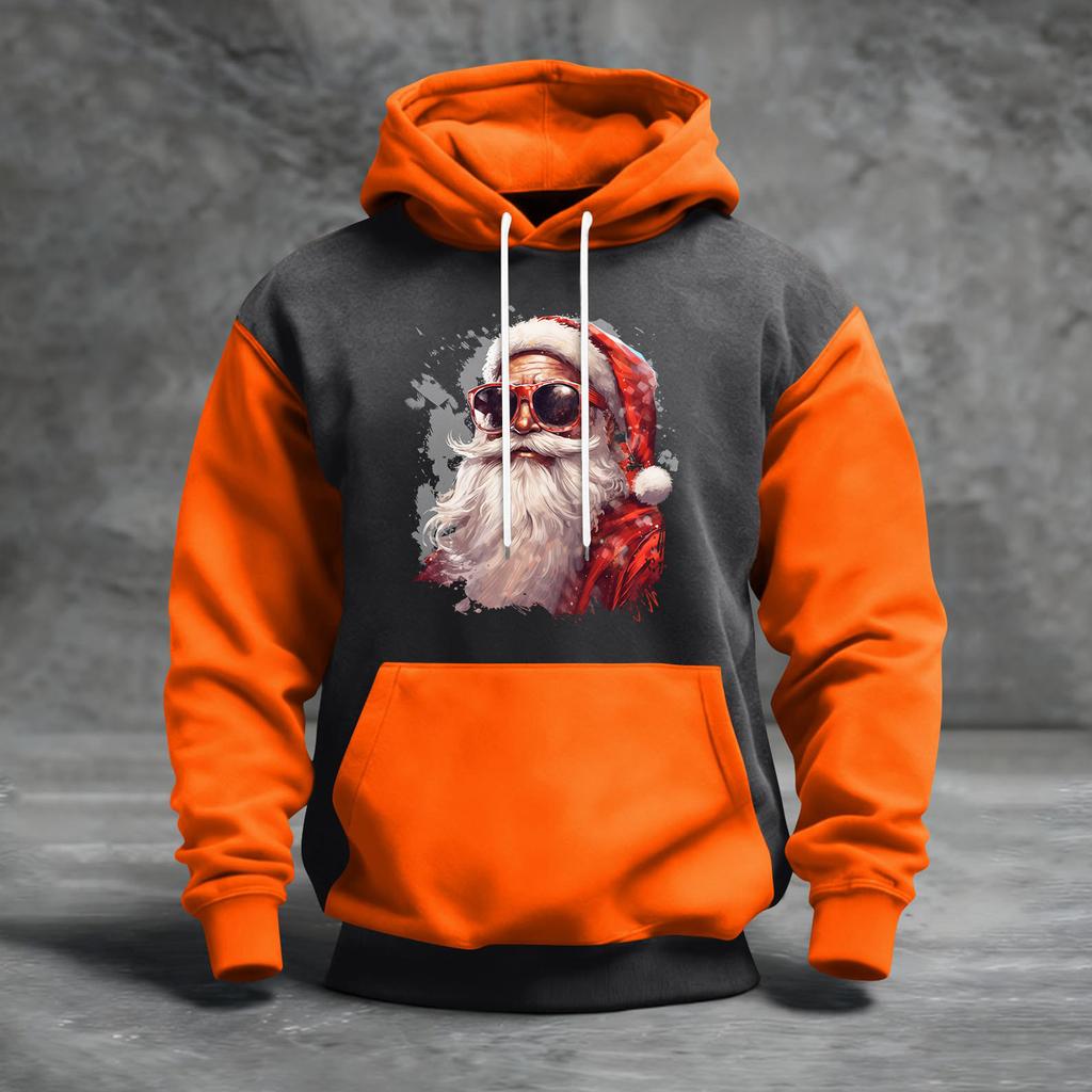 Herren Weihnachten Print Colorblock Kapuzenpullover Lässig Sport Komfort Sweatshirt