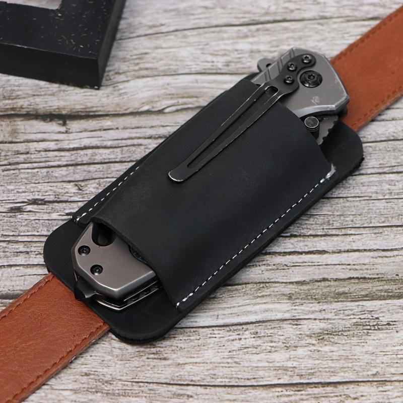 

Genuine Leather EDC Belt-Mounted Sheath | Anti-Loss Waist Pouch for Folding Knives | Portable Knife Holder 1pc чорний