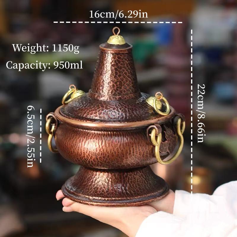 Multifunctional Pure Copper Hot Pot Handcrafted Vase Leaves Coffee Beans Container Incense Burner Tea Leaf Canister Storage Box