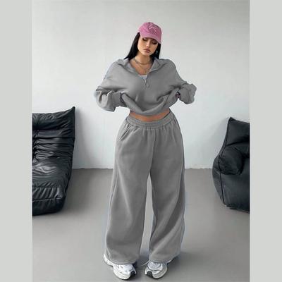 Autunno Casual Moda Donna Maglione Pullover a Mezza Catena Pantaloni Completo Due Pezzi