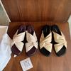 Sheepskin Slippers Women's Summer Folds Kinked Flat Bottom Outer Wear Sandals Versatile Square Head Cloud Half Drag