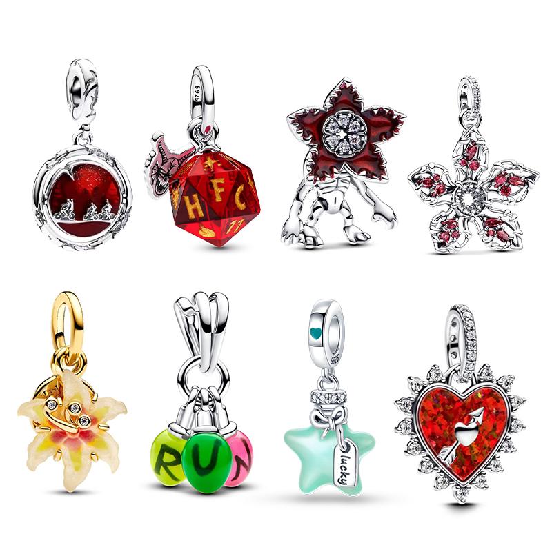 925 Silber Menschenfressende Blume Charms Perlen für DIY Schmuck 3mm Armband Damen Ringe Geschenke