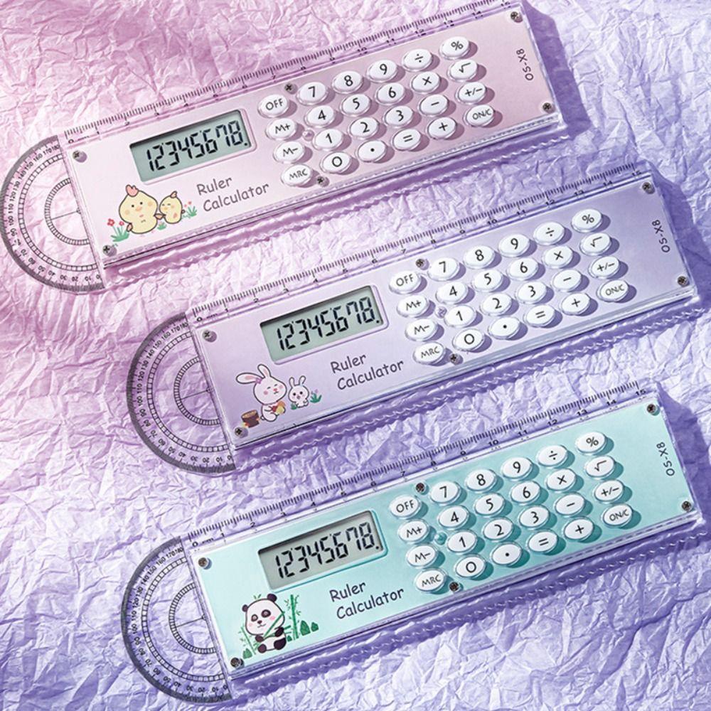 Durable 3-in-1 Ruler With Protractor 15cm Calculator Ruler Clear Multi-function Ruler School Office