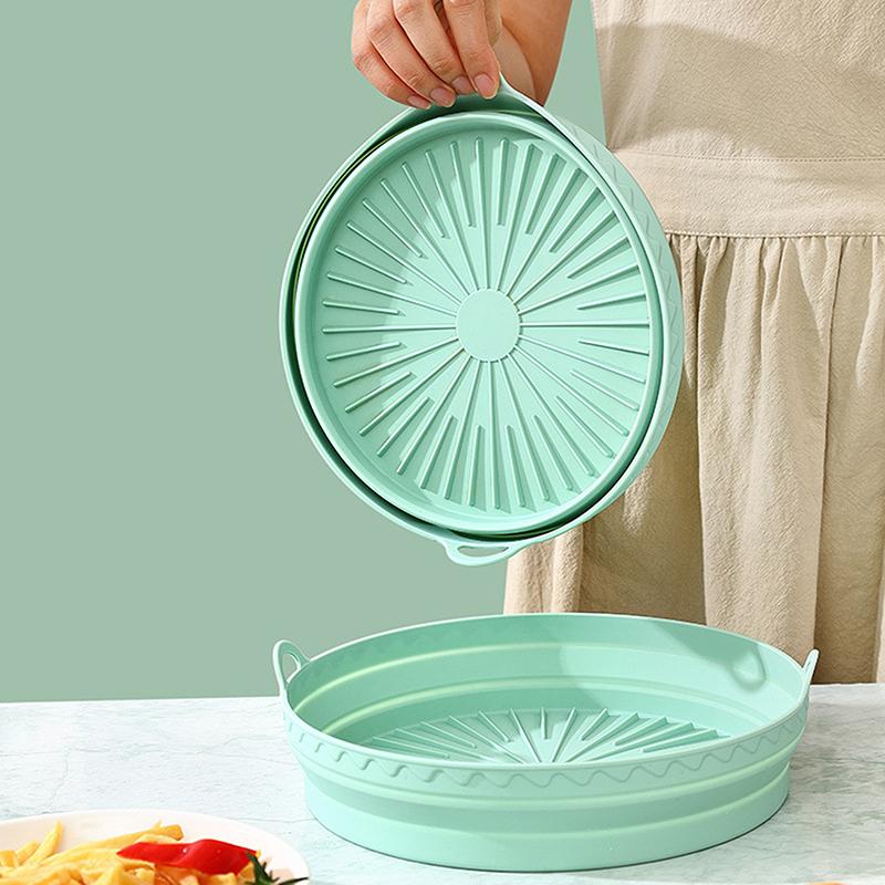 Air Fryer Silicone Basket Pot Square Foldable Airfryer Oven Baking Tray Mold Liner Reusable Oil-Free Kitchen Cooking Accessories