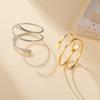 Trendy Geometry Multi Layer Line Open Ring Stainless Steel Spiral Coil Minimalist Couple Ring Party Jewelry Gift