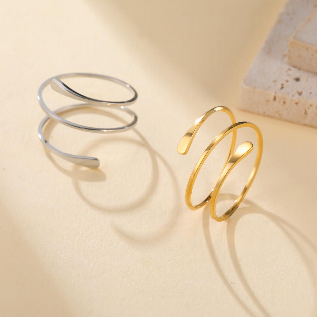 Adjustable Multi-layers Women's Ring Stainless Steel Geometric Open Finger Rings Trend 2026 Jewelry Party Birthday Gifts New