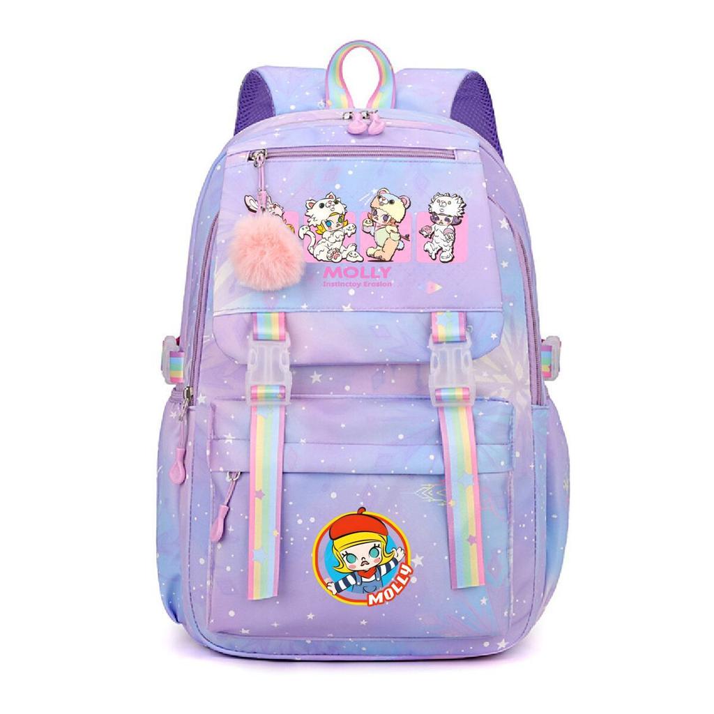 Nova mochila pequena e fofa com estampa de desenho animado da Molly, fresca, de grande capacidade, bolsa escolar