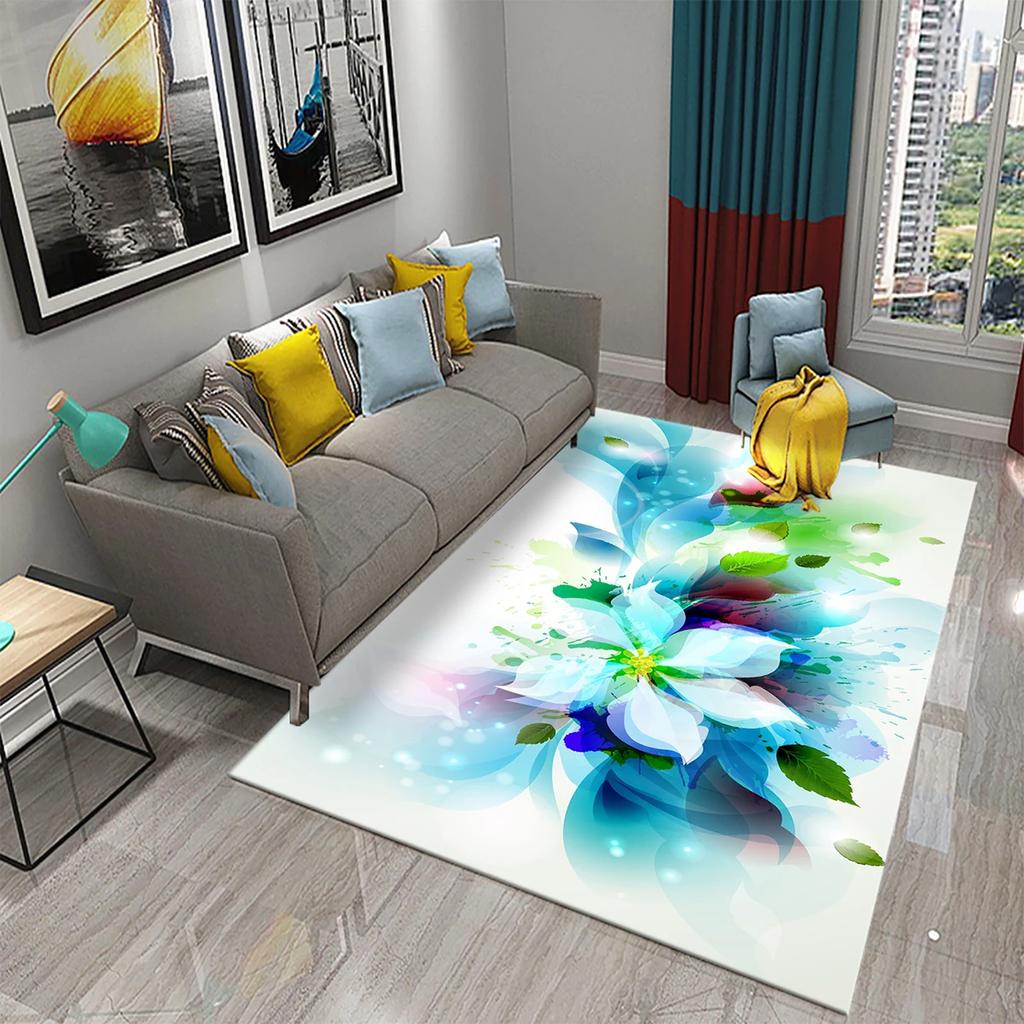 Tapete Flor Quebrada Colorido para Decoração de Sala de Estar Quarto Tapete de Chão Área de Sofá Mesa de Centro Tapete Floral Capacho Tapete de Banheiro