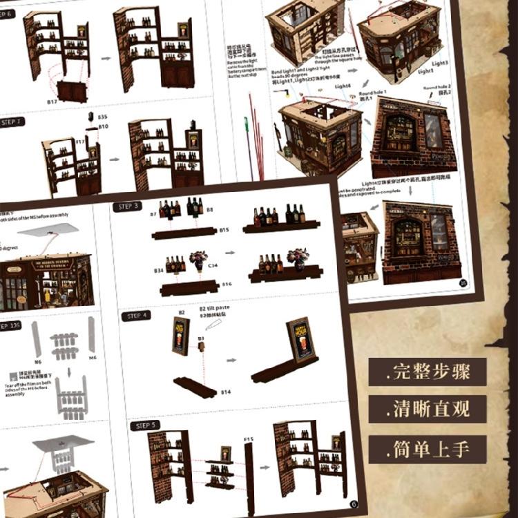 Wooden Miniature House Craft Book Nooks Kits Antique Bistro Doll House Assembly Set Toy For Crafts Lover And Collector