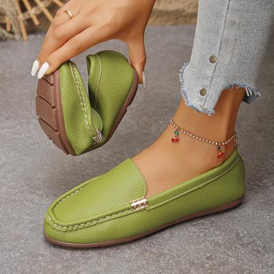 Women Lichee Pattern Flats Comfy Casual Shoes Stylish Light Durable Breathable Loafers Slip-On Trend Classic Female Sneakers