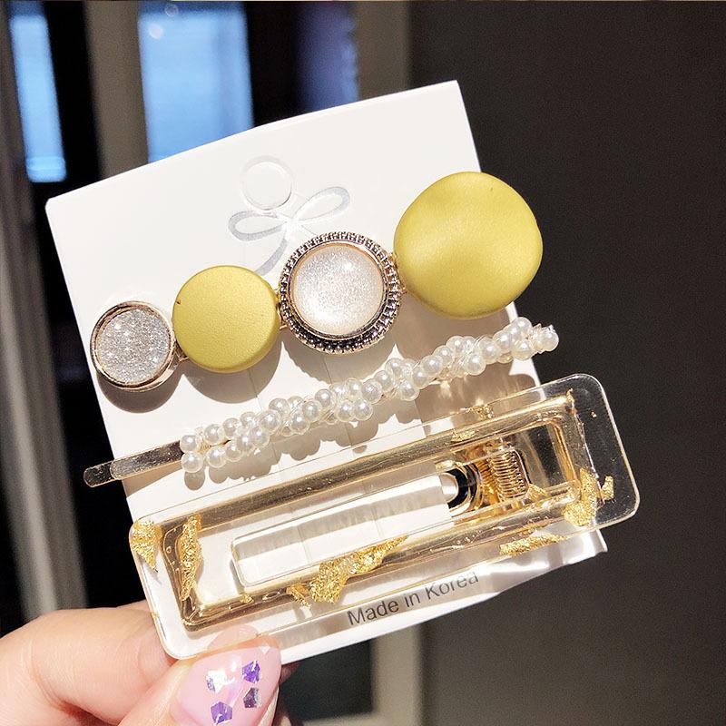Fashion Acrylic Pearl Hair Clips Set Sweet Flower Hair Barrettes For Women Girls Korean Geometric Hair Accessories Jewelry