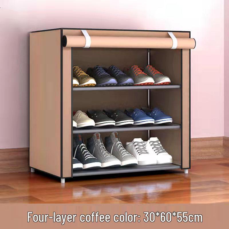 Multi-layer Dustproof Shoe Rack with Roller Blind for Dorms and Rental Rooms