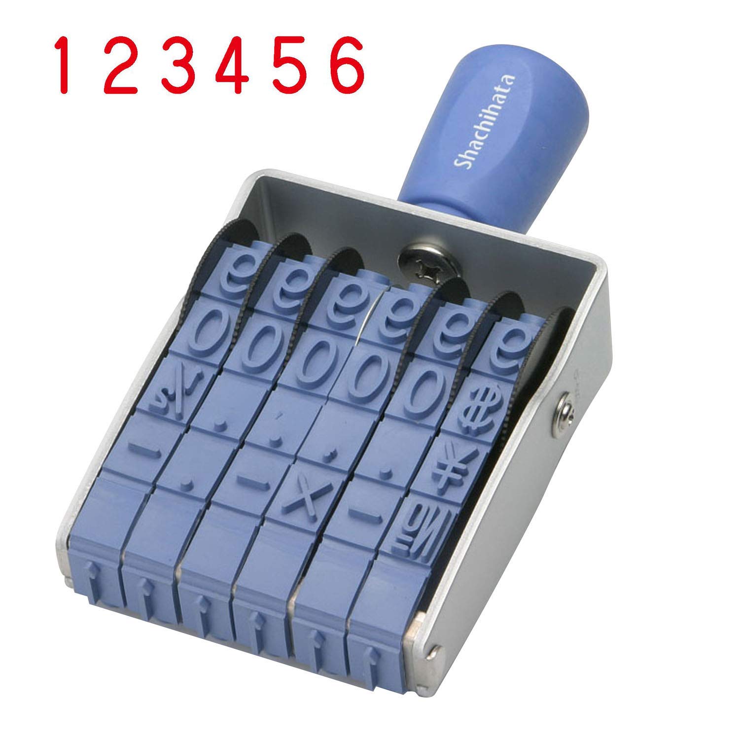 

Shachihata Вращающийся резиновый римский первый штамп 64 x 12 Готический шрифт штамп, 6-строчные цифры, Выпуск, Размер ок.. мм,