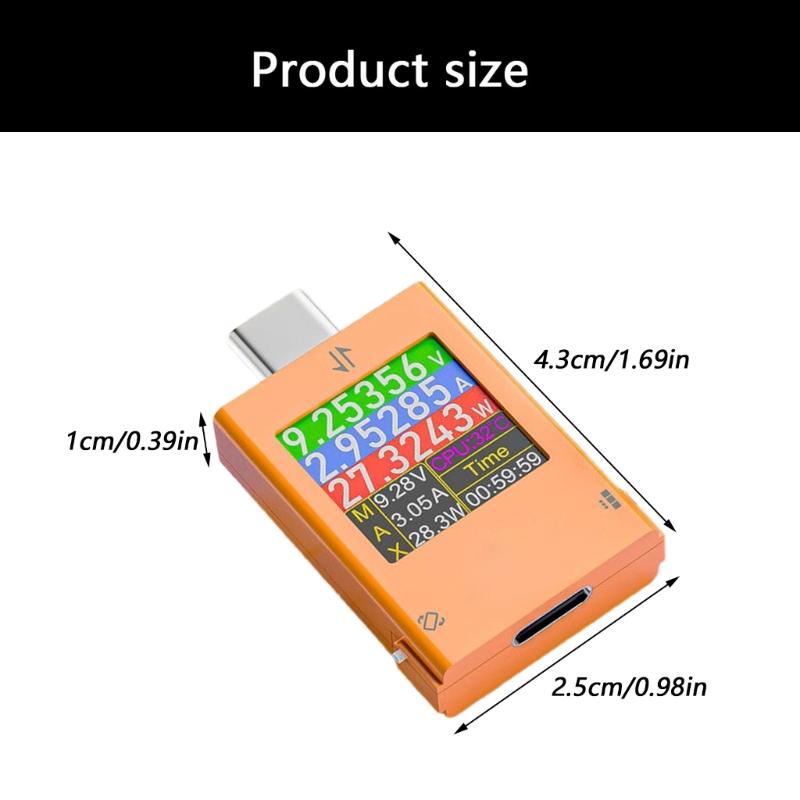 Type C USB Chargers Tester Real Time Voltages Current Monitor LED Screen Accurate for Mobile Devices PowerBanks