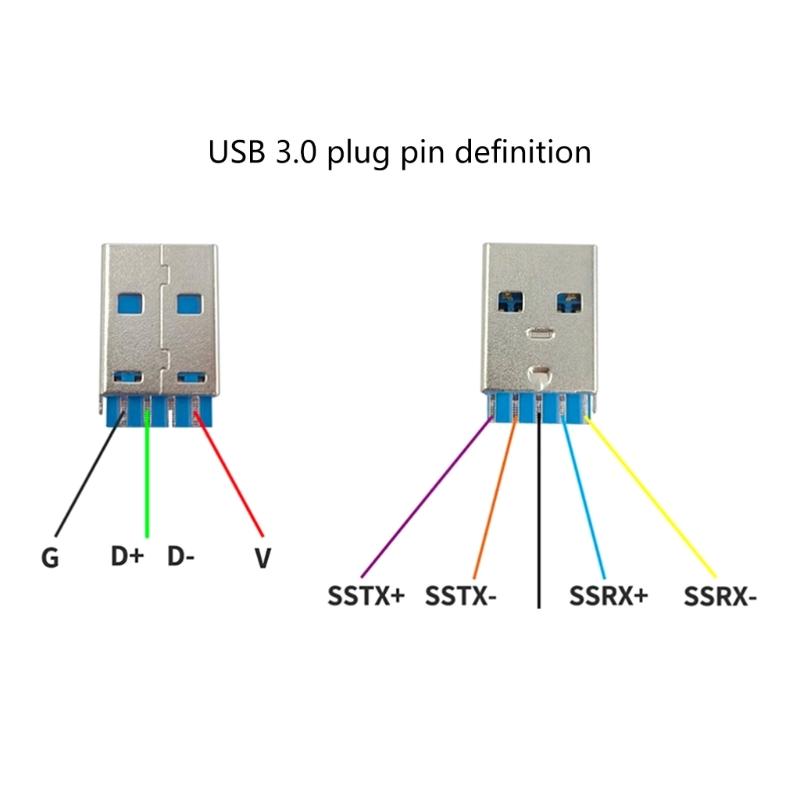Aluminum Alloy USB3.0 Male Connectors USB3.0 DIY Plugs 6mm Hole for Creating and Repairing USB Cables and Devices