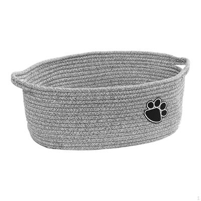 Rope Woven Basket Cat Dog Toy Bin Rectangle with Handles Soft Gift Empty for Toys Kitchen