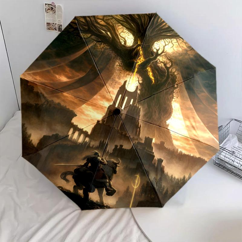 

1 PC Automatic Folding Umbrella -Elden Ring Pattern, Portable & Foldable Design with 8 Ribs, Christmas Birthday Gifts