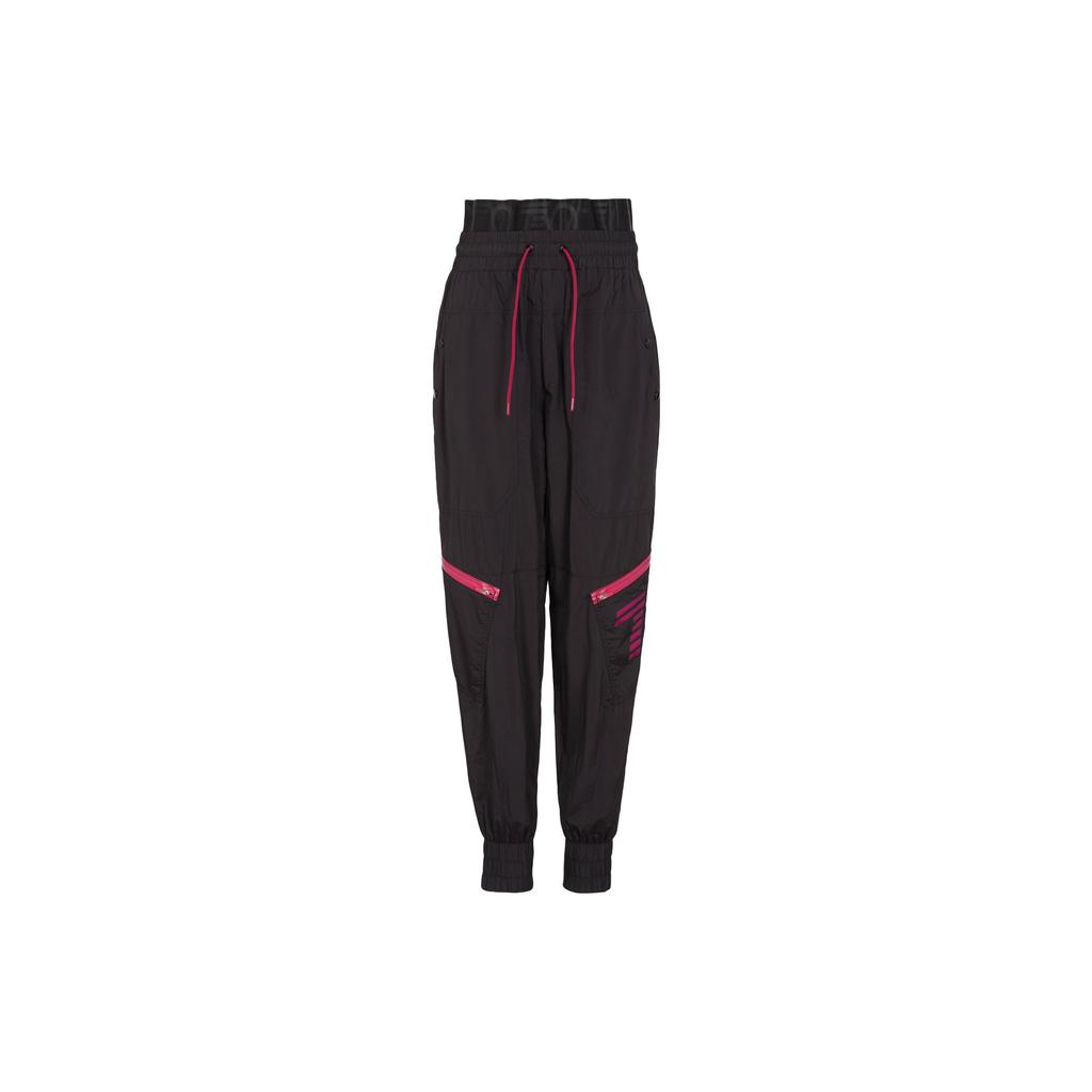 Emporio Armani EA7 Color Block Letter Number Drawstring Knitted Sports Pants Women bottoms Black 6RTP62-TNDAZ-1200