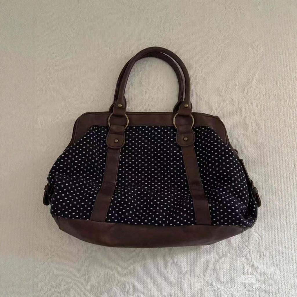 Bolso Tote Estilo Universitario de Lunares Retro para Mujer, Moderno y Versátil, Maletín de Gran Capacidad para Llevar en la Mano para el Trabajo