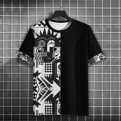 Size XXS-6XL Vintage Ethnic Pattern T-Shirt For Men Color Block 3D Printed Tees Summer Casual Harajuku Short Sleeve T Shirt Tops